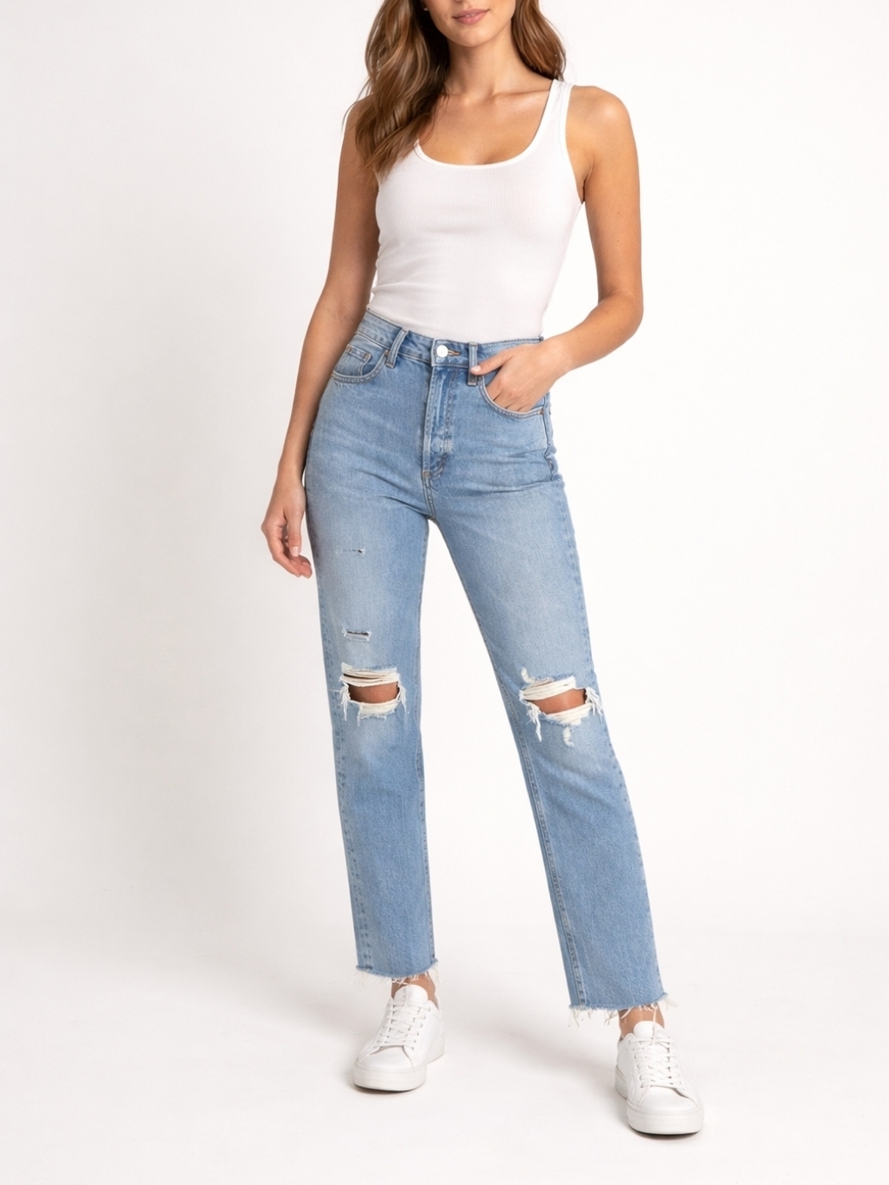 Citizens of Humanity Sabine Jeans High Rise Straight Light Wash Distressed 24